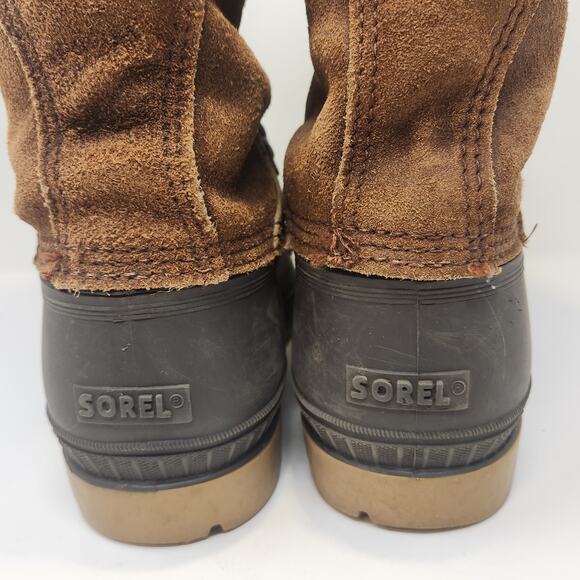 Sorel Cabelas Brown Suede Rubber Winter Snow Duck Boots Men Size 10 Insulated - Picture 7 of 11